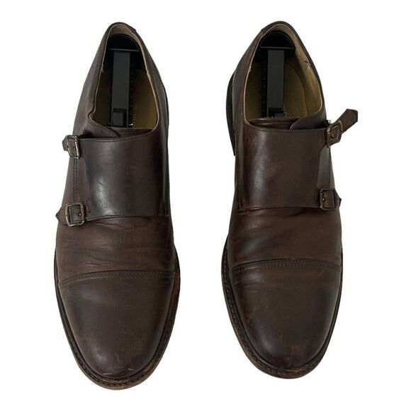 Frye Mens Size 11 James Double Monk Strap Dark Brown Leather Oxfords - Picture 3 of 8